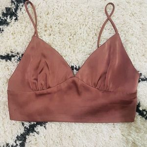 Satin Mauve Brami, Size Small, Cropped Brami Top